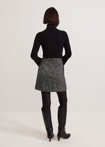 Phase Eight Ayame Textured Skirts Black Canada | JZFGLM-056